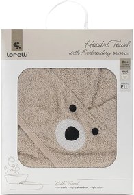 HOODED TOWEL WITH EMBROIDERY 90/90 CM SOFT BEIGE