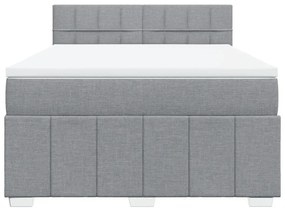 Κρεβάτι Boxspring με Στρώμα Ανοιχτό Γκρι 140x190 εκ. Υφασμάτινο - Γκρι