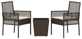 vidaXL Σετ Μπιστρό Κήπου 3 pcs Καφέ Πολυ ράταν