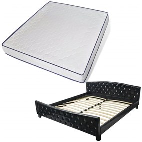vidaXL Κρεβάτι Μαύρο 180 x 200 εκ. Δερματίνη με Στρώμα Αφρού Μνήμης