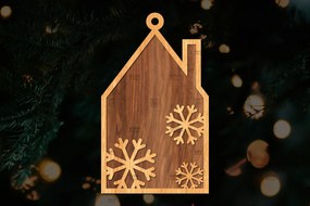 Σετ των 3 Intra απο ξύλο plywood 3mm-4mm πάχος Χριστουγεννιάτικο Στολίδι Κτίριο κομμένο Δίασταση 8x8 cm INTRAFABR-111352808