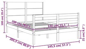 Πλαίσιο Κρεβατιού με Κεφαλάρι Λευκό 140x200 εκ. Μασίφ Ξύλο - Λευκό