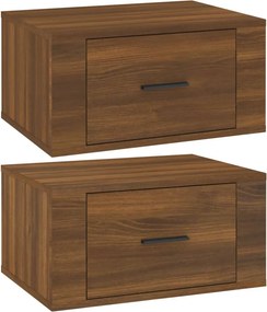 vidaXL Κομοδίνα Επιτοίχια 2 τεμ. Καφέ Δρυς 50x36x25 εκ.