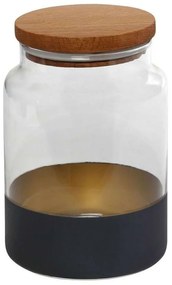 Βάζο Αποθήκευσης Με Καπάκι Alfa RAB644 890ml Φ10x14,5cm Blue-Gold Espiel Wood, Glass