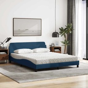 vidaXL Κρεβάτι με Στρώμα Dover Μπλε 160x200 εκ. Υφασμάτινο