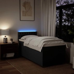 vidaXL Κρεβάτι Boxspring με Στρώμα Μαύρο 90x200 εκ. Υφασμάτινο