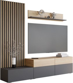 Σύνθετο Σαλονιού Narezi I-Ανθρακί - Φυσικό