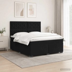 vidaXL Κρεβάτι box spring με στρώμα Μαύρο 180 x 200 cm Βελούδο