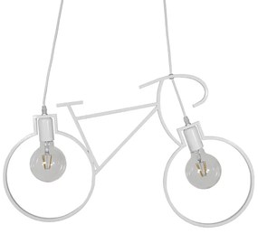 GloboStar BIKE WHITE 01300 Vintage Κρεμαστό Φωτιστικό Οροφής Δίφωτο 2 x E27 Λευκό Μεταλλικό Μ67 x Π1.5 x Υ41cm