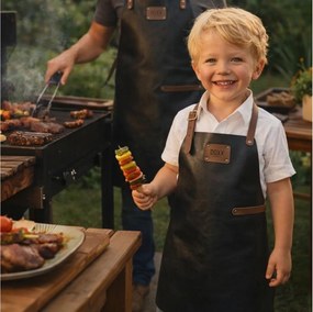 ΣΥΛΛΟΓΉ CHEF ΕSSENTIALS SMOOTH LEATHER KIDS APRON BLACK DOXX AMSTERDAM
