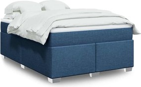 vidaXL Κρεβάτι Boxspring με Στρώμα Μπλε 140x190 εκ. Υφασμάτινο