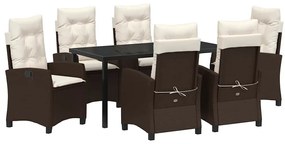 vidaXL Σέτ φαγητού για κήπο 7 pcs Καφέ συνθετικό ρατάν