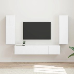 vidaXL Σετ επίπλου τηλεόρασης Επιτοίχιο 4 pcs Λευκό Επεξεργασμένο ξύλο