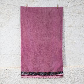 Πετσέτα Θαλάσσης (80x160) White Fabric Lushari Pink