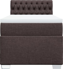 vidaXL Κρεβάτι Boxspring με Στρώμα Σκούρο Καφέ 90x190 εκ. Υφασμάτινο