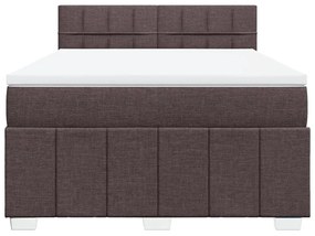 Κρεβάτι Boxspring με Στρώμα Σκούρο Καφέ 140x200 εκ Υφασμάτινο - Καφέ