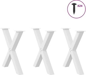 vidaXL Πόδια Τραπεζαρίας σε Σχήμα Χ 3 τεμ. Λευκά 80x(72-73) εκ. Ατσάλι