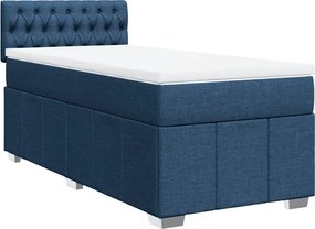 vidaXL Κρεβάτι Boxspring με Στρώμα Μπλε 100 x 200 εκ. Υφασμάτινο
