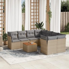 vidaXL Patio Sofa Set 8-θέσια Μικτό μπεζ και γκρι