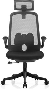 BF3950 Πολυθρόνα Γραφείου Διευθυντή, Mesh Γκρι, Ύφασμα Μαύρο   1τμχ