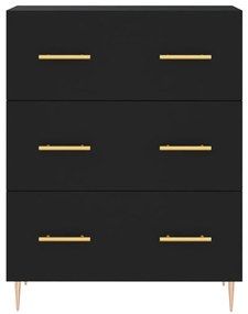 Συρταριέρα Μαύρη 69,5 x 34 x 90 εκ. από Επεξεργασμένο Ξύλο - Μαύρο
