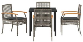 vidaXL Σέτ φαγητού για κήπο 5 pcs Γκρι συνθετικό ρατάν