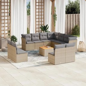 vidaXL Patio Sofa Set 11-θέσια Μίξη μπεζ και ανοιχτό γκρι