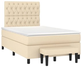 vidaXL Κρεβάτι Boxspring με Στρώμα Κρεμ 120x190 εκ. Υφασμάτινο