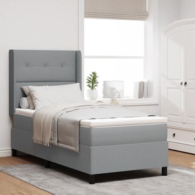 vidaXL Κρεβάτι Box Spring με Στρώμα σε Ανοιχτό Γκρι 90x190 εκ. Υφάσματος