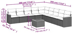 vidaXL Σετ Καναπέ Κήπου 10 τεμ. Μπεζ Συνθετικό Ρατάν με Μαξιλάρια