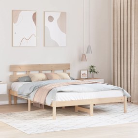 vidaXL Κρεβάτι με προσκέφαλο 160x200 εκ Στερεό ξύλο πεύκου