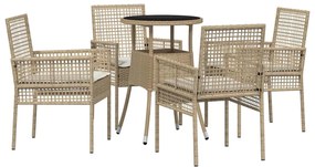 vidaXL Σέτ φαγητού για κήπο 5 pcs Μπεζ συνθετικό ρατάν