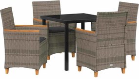 vidaXL Σέτ φαγητού για κήπο 5 pcs Γκρι συνθετικό ρατάν