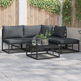 vidaXL Σετ Καναπέ Κήπου με μαξιλάρι 4 pcs Μαύρο Αλουμίνιο