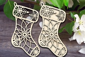 Σετ των 3 Intra απο ξύλο plywood 3mm-4mm πάχος Χριστουγεννιάτικο στολίδι κάλτσας Δίασταση 8x8 cm INTRAFABR-34291619