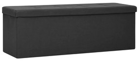 vidaXL Πτυσσόμενος Πάγκος Αποθήκευσης Μαύρος από Συνθετικό Λινό
