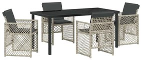 vidaXL Σέτ φαγητού για κήπο 5 pcs Ανοιχτό γκρι συνθετικό ρατάν