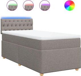 vidaXL Κρεβάτι Boxspring με Στρώμα Taupe 90x200 εκ. Υφασμάτινο