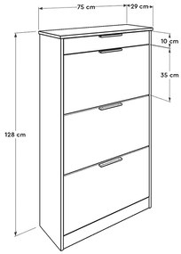 Παπουτσοθήκη Flat Megapap 18 ζεύγων χρώμα λευκό 75x29x128εκ.