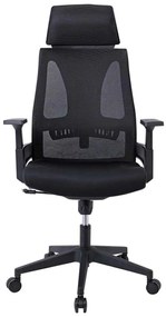 BF8750 Πολυθρόνα Γραφείου Διευθυντή, Mesh Μαύρο, Ύφασμα Μαύρο 65x64x117/127cm