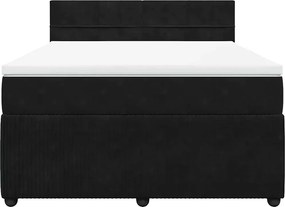 vidaXL Κρεβάτι Boxspring με Στρώμα Μαύρο 160x200 εκ. Βελούδινο