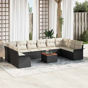 vidaXL Σετ Καναπέ Κήπου 11 pcs Μαύρο, Κρέμα 55 x 55 x 37 εκ