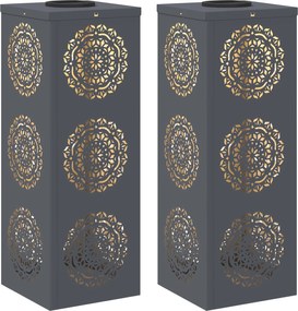 vidaXL Ηλιακό LED Φως Δρόμου 2 pcs Ανθρακί Κρύο Ρολαρισμένο Χάλυβα