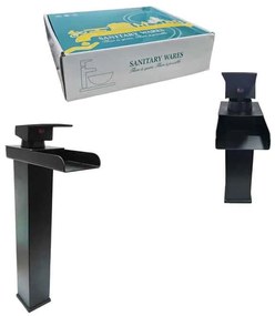 Sanitary Wares Μαύρη Μπαταρία Νιπτήρα με Ρουξούνι Καταρράκτη - Black Basin Faucet with Waterfall Spout