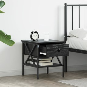 vidaXL κομοδίνο  Μαύρη δρυς 40x42x45 εκ Επεξεργασμένο ξύλο