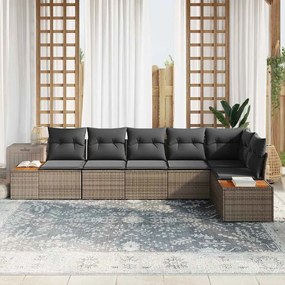 vidaXL Σετ Καναπέ Κήπου με μαξιλάρι 6 pcs Γκρι Πολυ ράταν