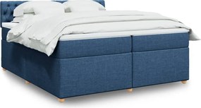 vidaXL Κρεβάτι Boxspring με Στρώμα Μπλε 200x200 εκ. Υφασμάτινο