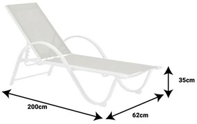 Ξαπλώστρα με μπράτσα Attain αλουμίνοο και textilene σε λευκή απόχρωση 200x62x35εκ 191x64x32 εκ.