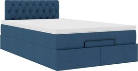 vidaXL Οθωμανικό κρεβάτι με στρώμα μπλε 120x190 cm ύφασμα