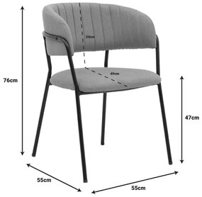 Καρέκλα Morel μπεζ ύφασμα-πόδι μαύρο μέταλλο 55x55x76εκ